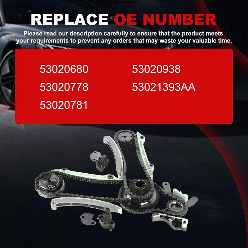 Autodevil Store Engine Timing Chain Kit 4.7L Fits for Durango 2003-2008 /Dakota 02-07 / Ram 03-07 /Raider 06-07 for 2006 Commander /05-06 Grand Cherokee w/Tensioner, Sprocket, Guide Rail 9-0393SD - Image 2